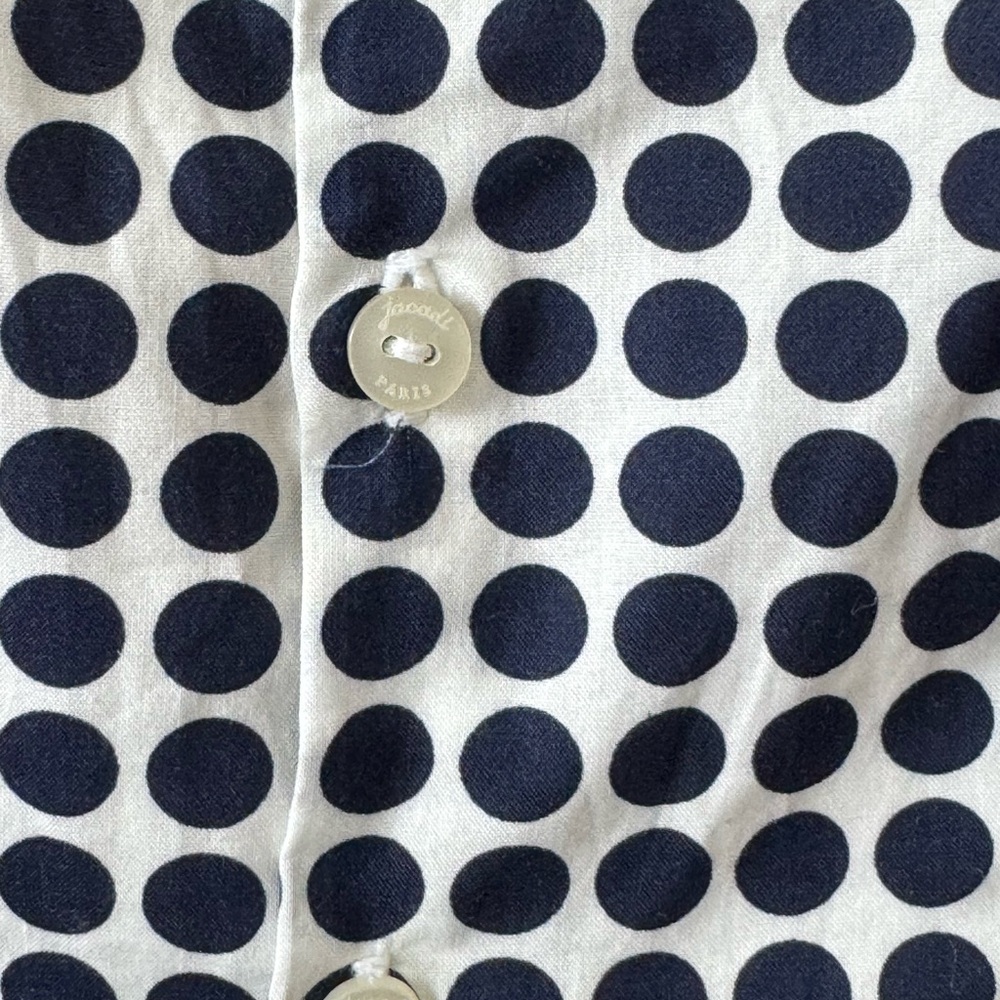 Jacadi Paris Navy and White Ruffled polka dot Sundress - Picture 9 of 10